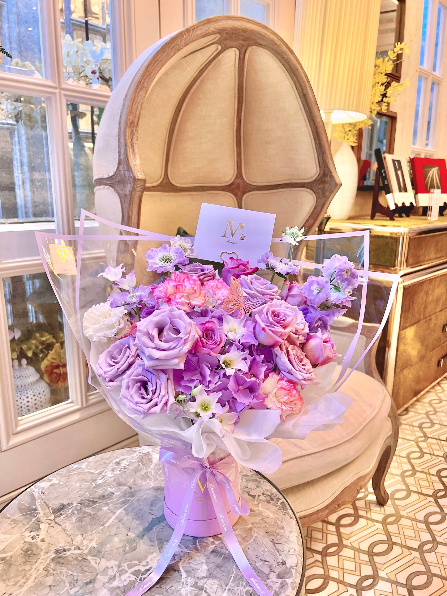 Lila - Purple Ecuadorian Roses Hydrangea Bouquet