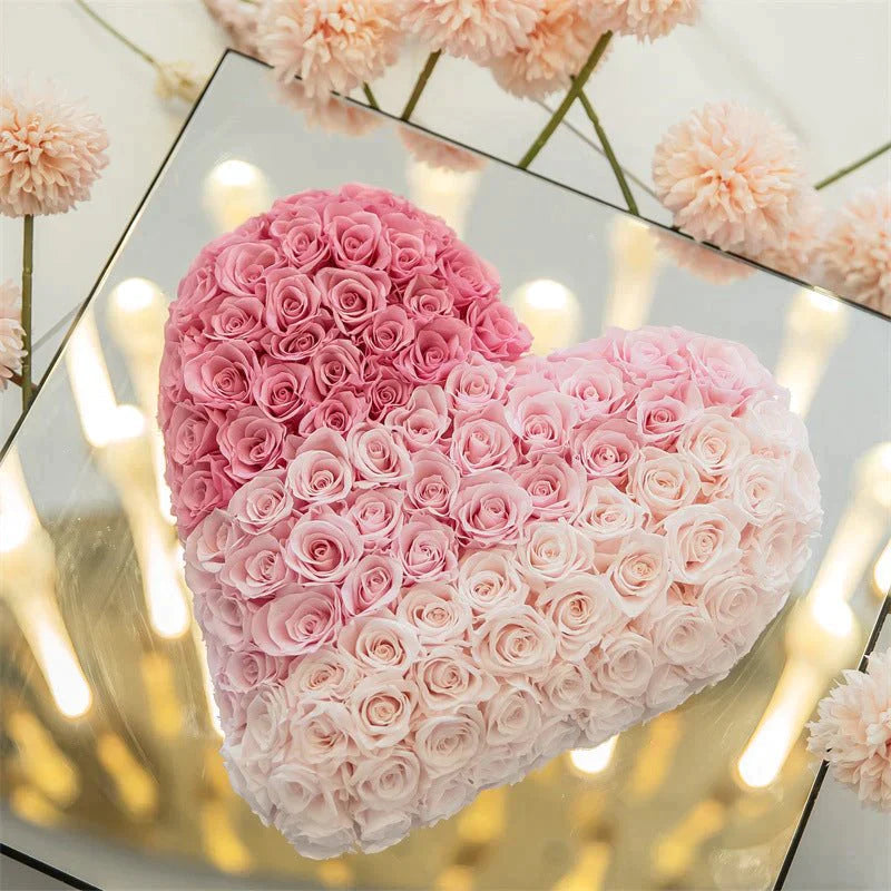 Gradient Autumn Colour Heart Shaped Preserved Rose