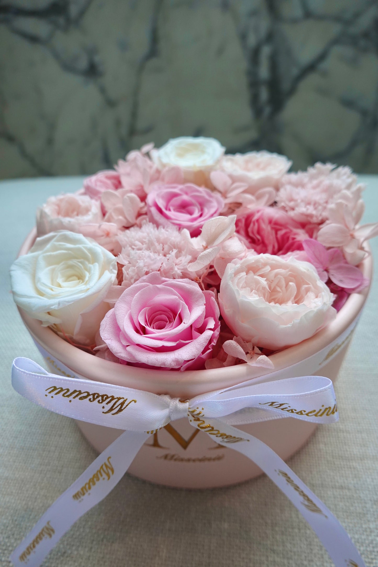 Preserved Rose Flower Box with Balloon - Pink