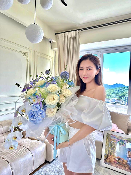 Cinderella - Blue Ecuadorean Roses, Hydrangea, Orchids