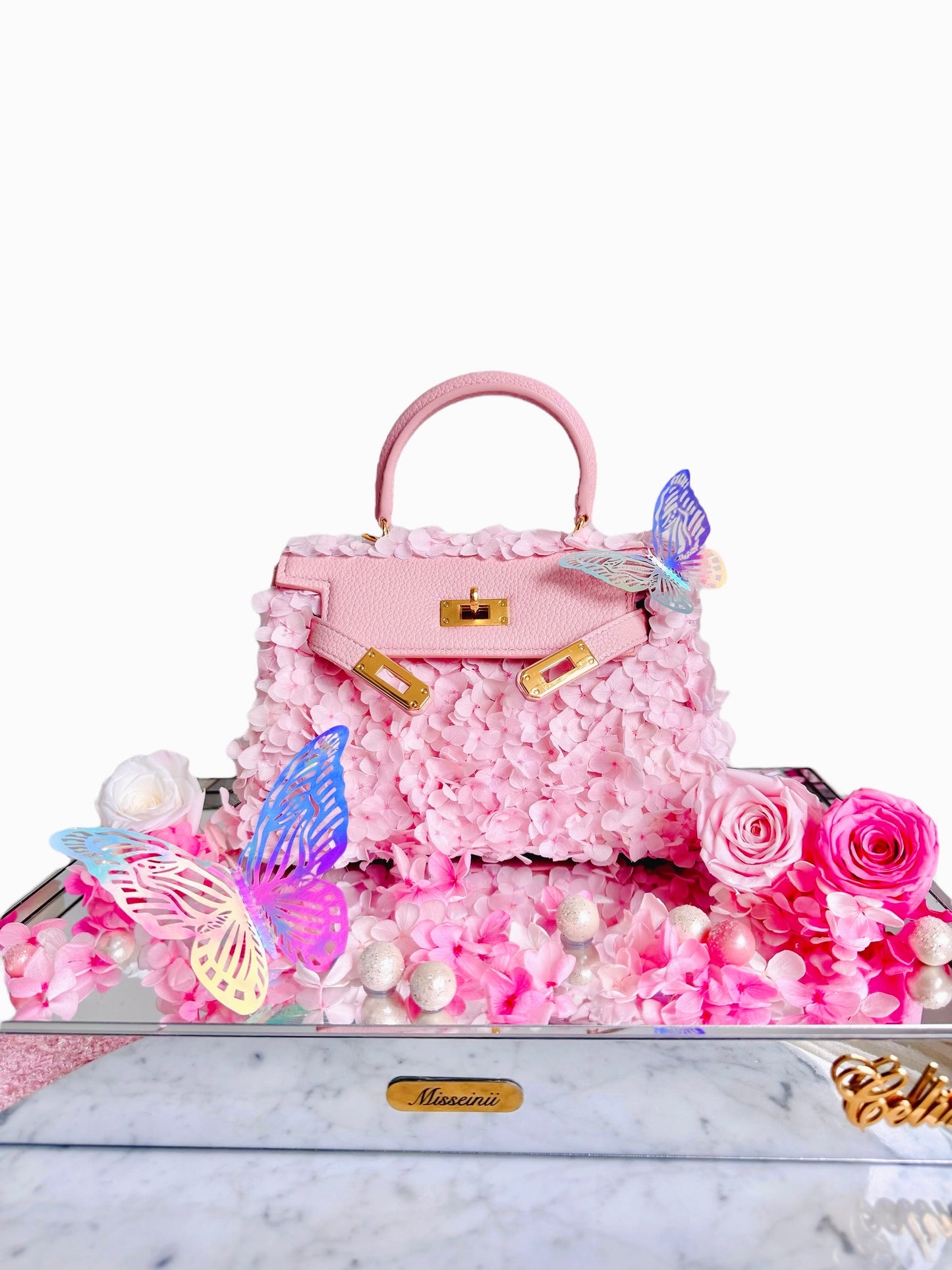 Preserved Flower Handbag (Pink)