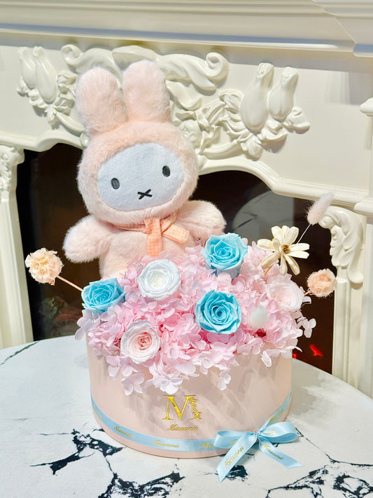 Miffy Preserved Flower Box (Light Pink & Blue)