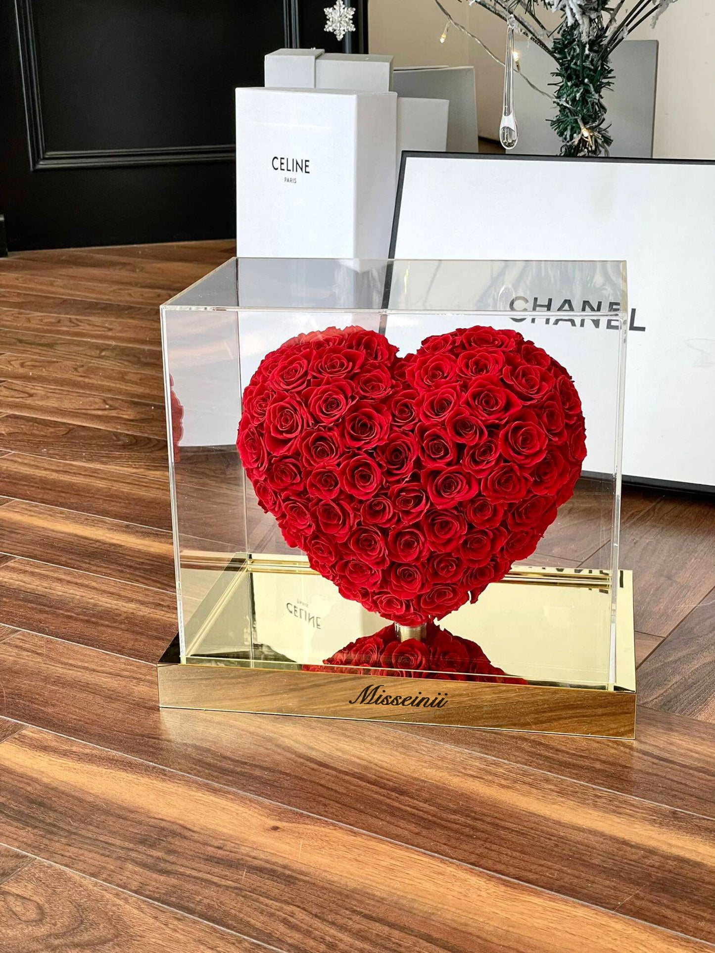 3D Heart Shaped Preserved Rose