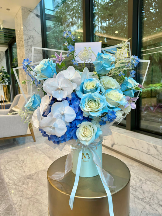 Cinderella - Blue Ecuadorean Roses, Hydrangea, Orchids
