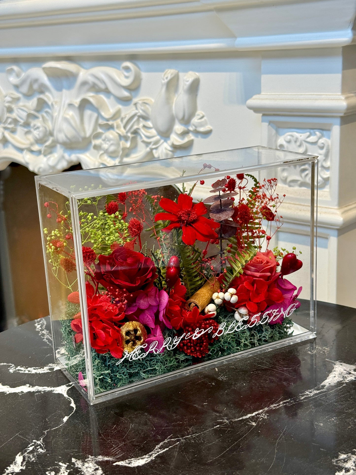Preserved Floral Garden Arrangement (Red)