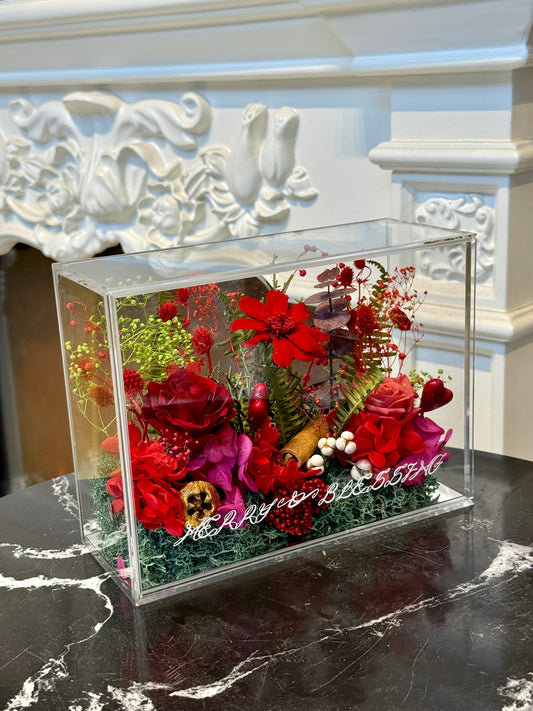 Preserved Floral Garden Arrangement (Red)