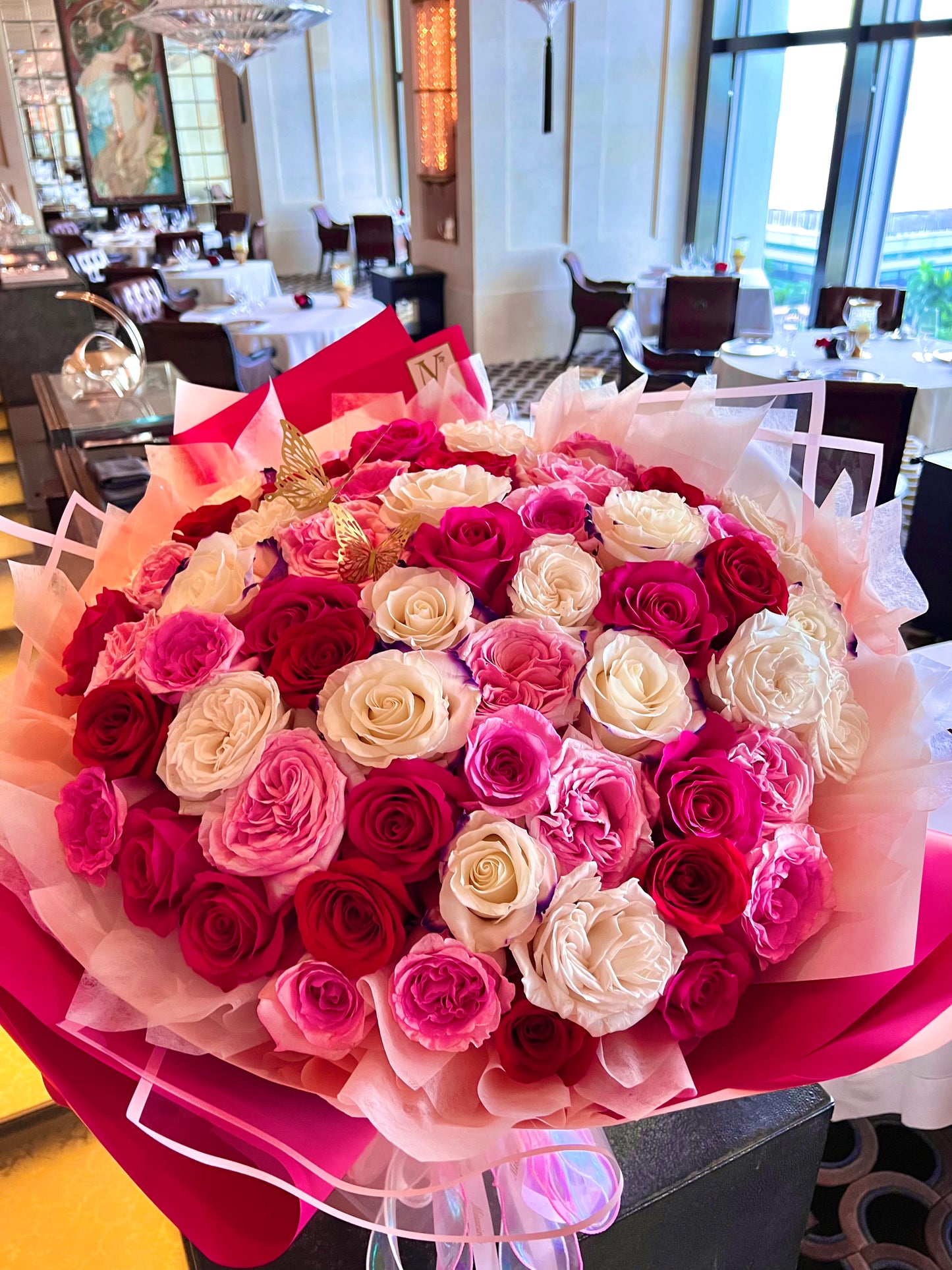 Premium Ecuadorian Roses Bouquet in Red Pink Mix