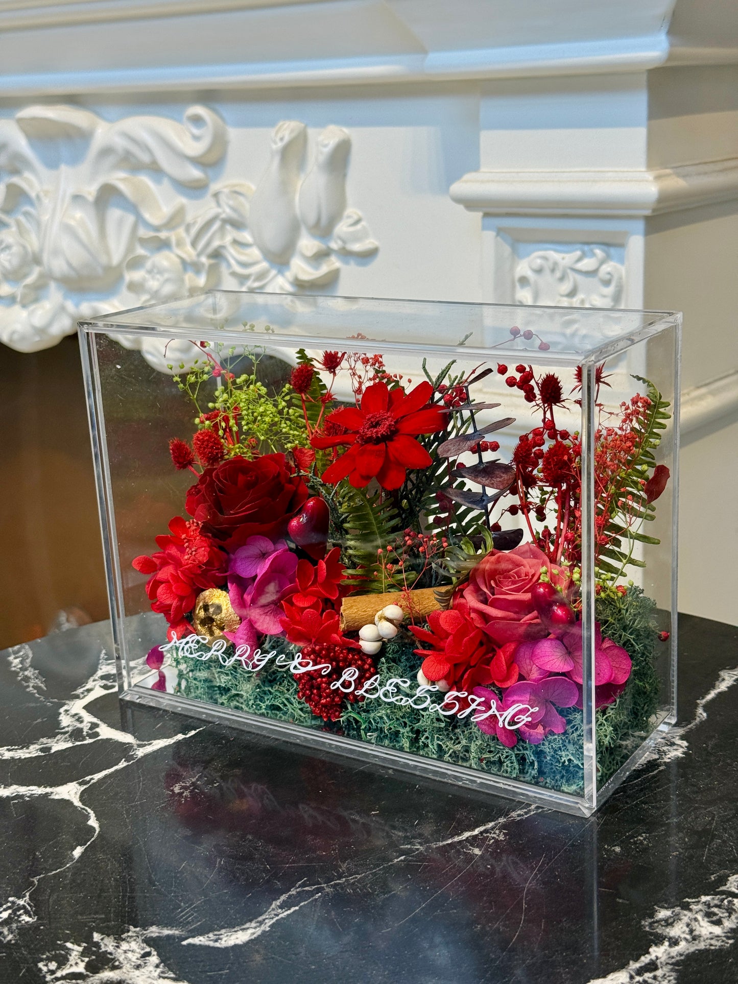 Preserved Floral Garden Arrangement (Red)