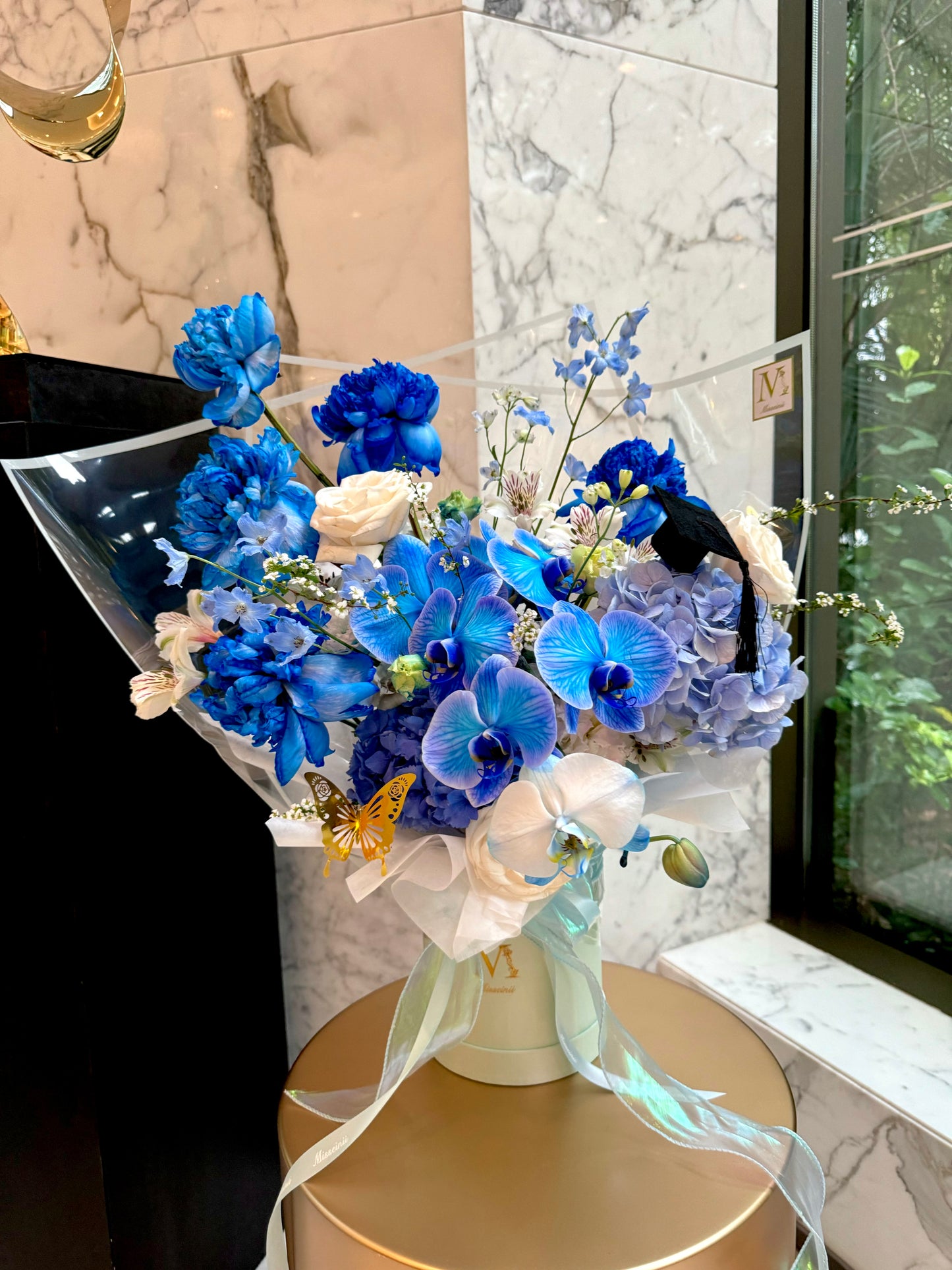 Kayla - Blue Peony, Hydrangea, Orchid