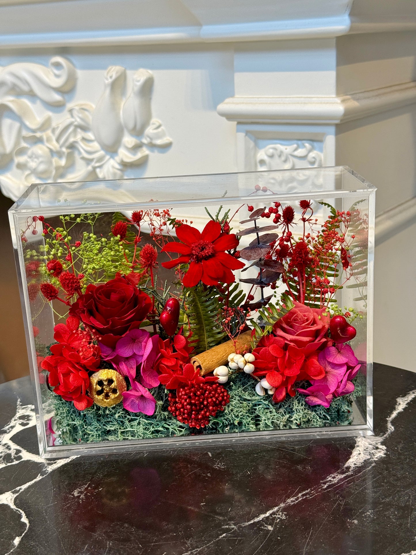 Preserved Floral Garden Arrangement (Red)