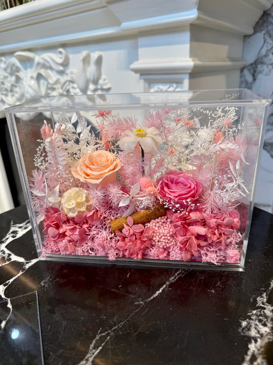 Preserved Floral Garden Arrangement (Pink)