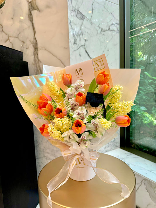 Adlina - Dutch Orange Tulips & Cream Hyacinth
