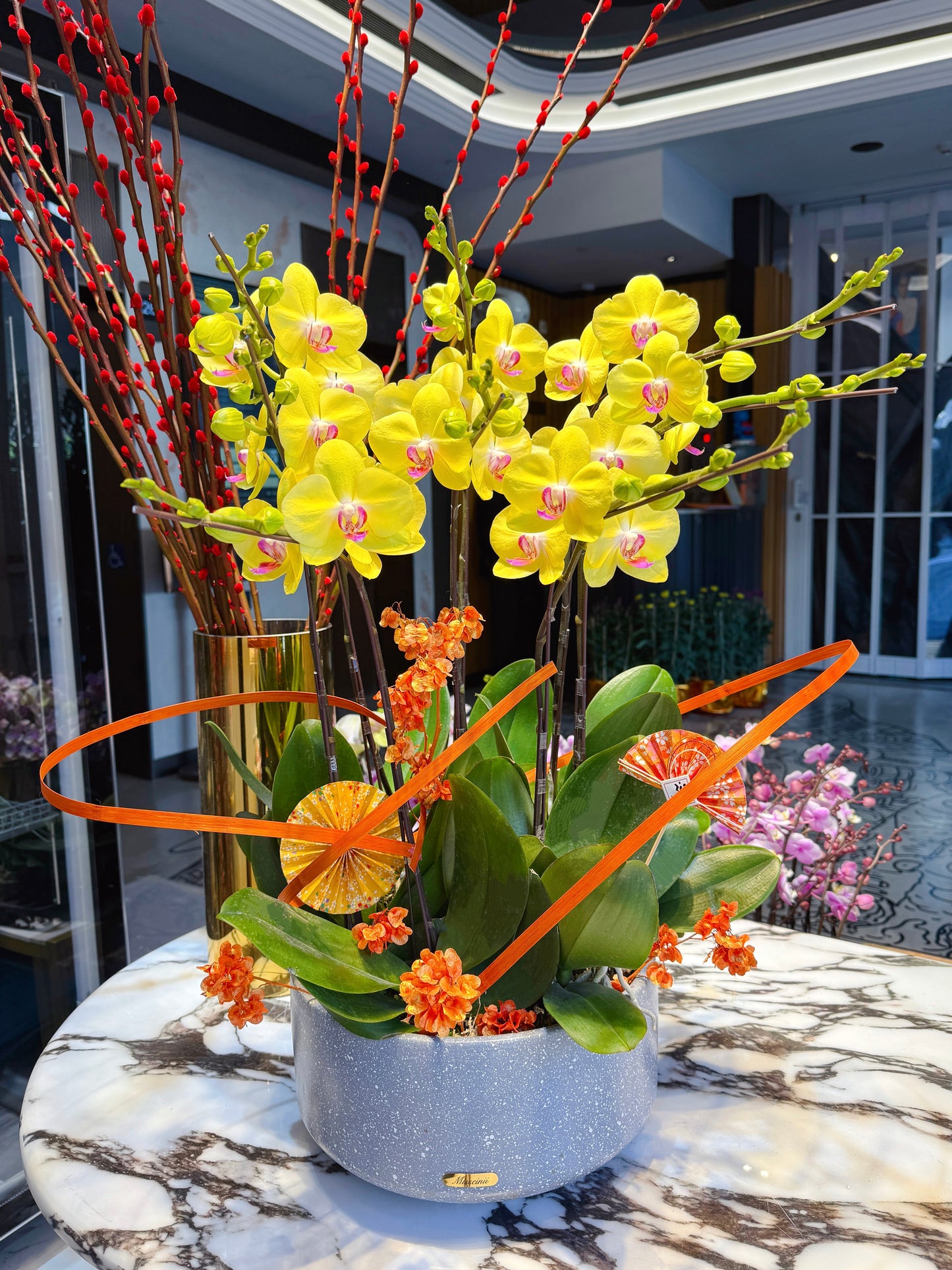 金玉滿堂 - 賀年黃色蝴蝶蘭花擺設