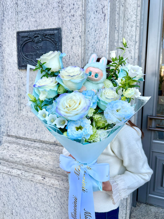 Light Blue Labubu Flower Bouquet