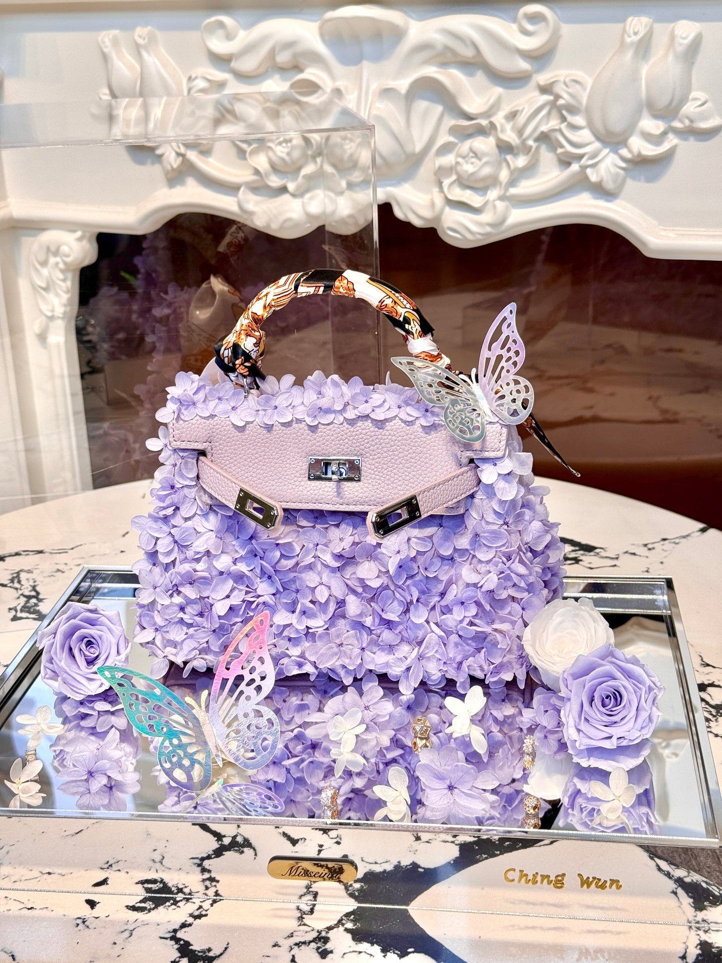 Preserved Flower Handbag (Pink)