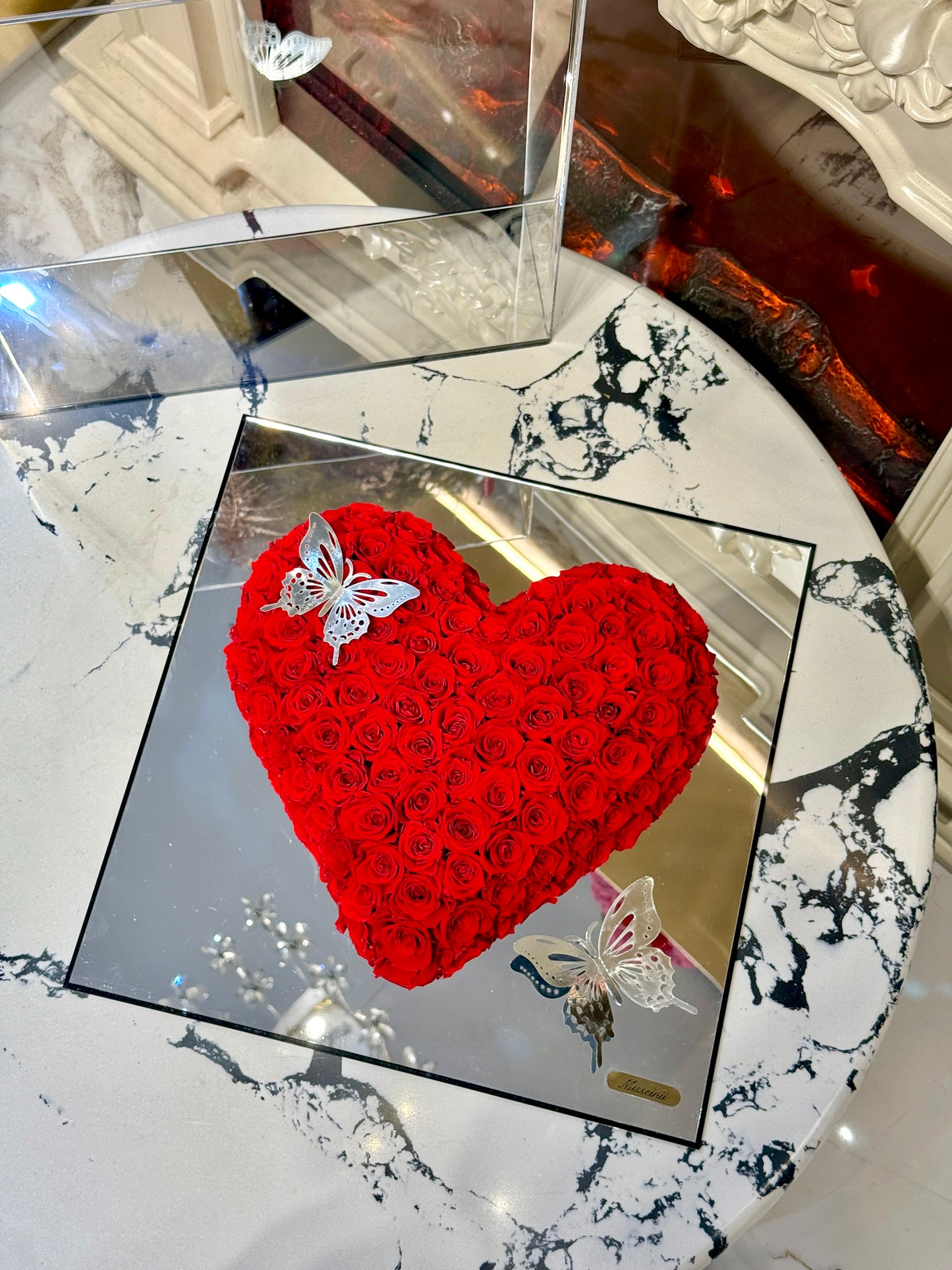 Red Heart Shaped Preserved Rose Box