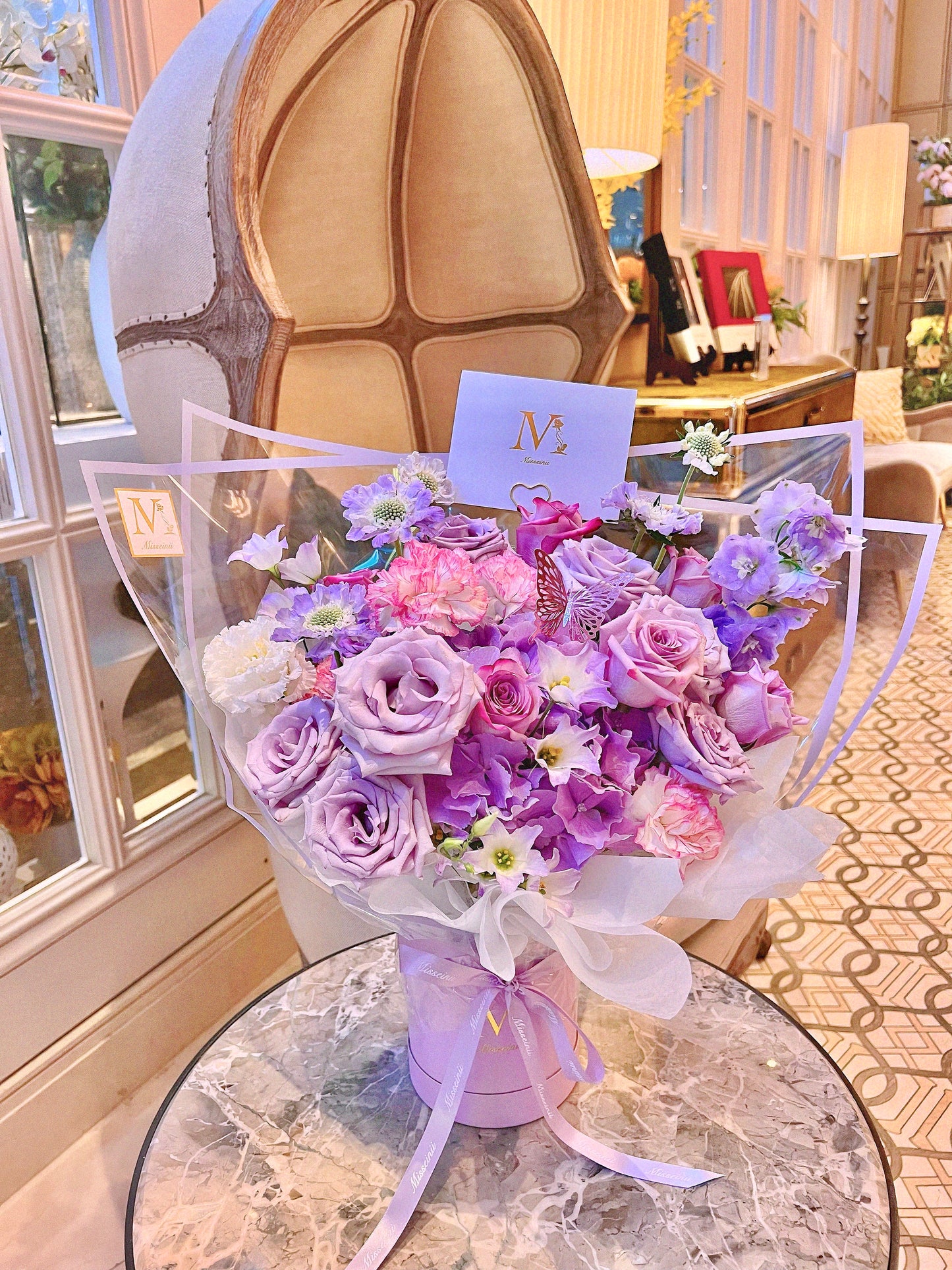Lila - Purple Ecuadorian Roses Hydrangea Bouquet