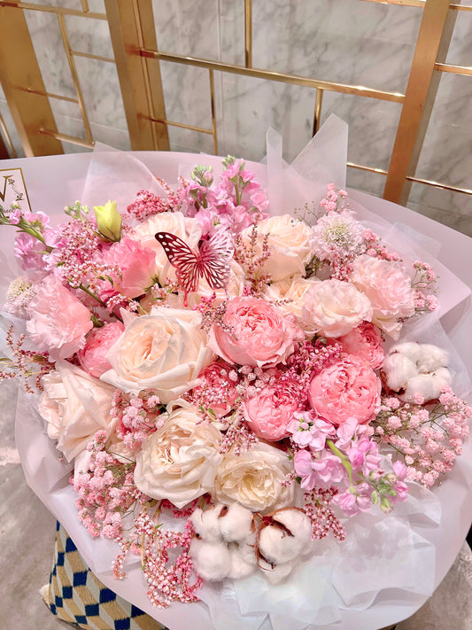 櫻花雪❄️⛄️💓 - 粉紅肯亞和大衛奧斯汀白色大原花園玫瑰