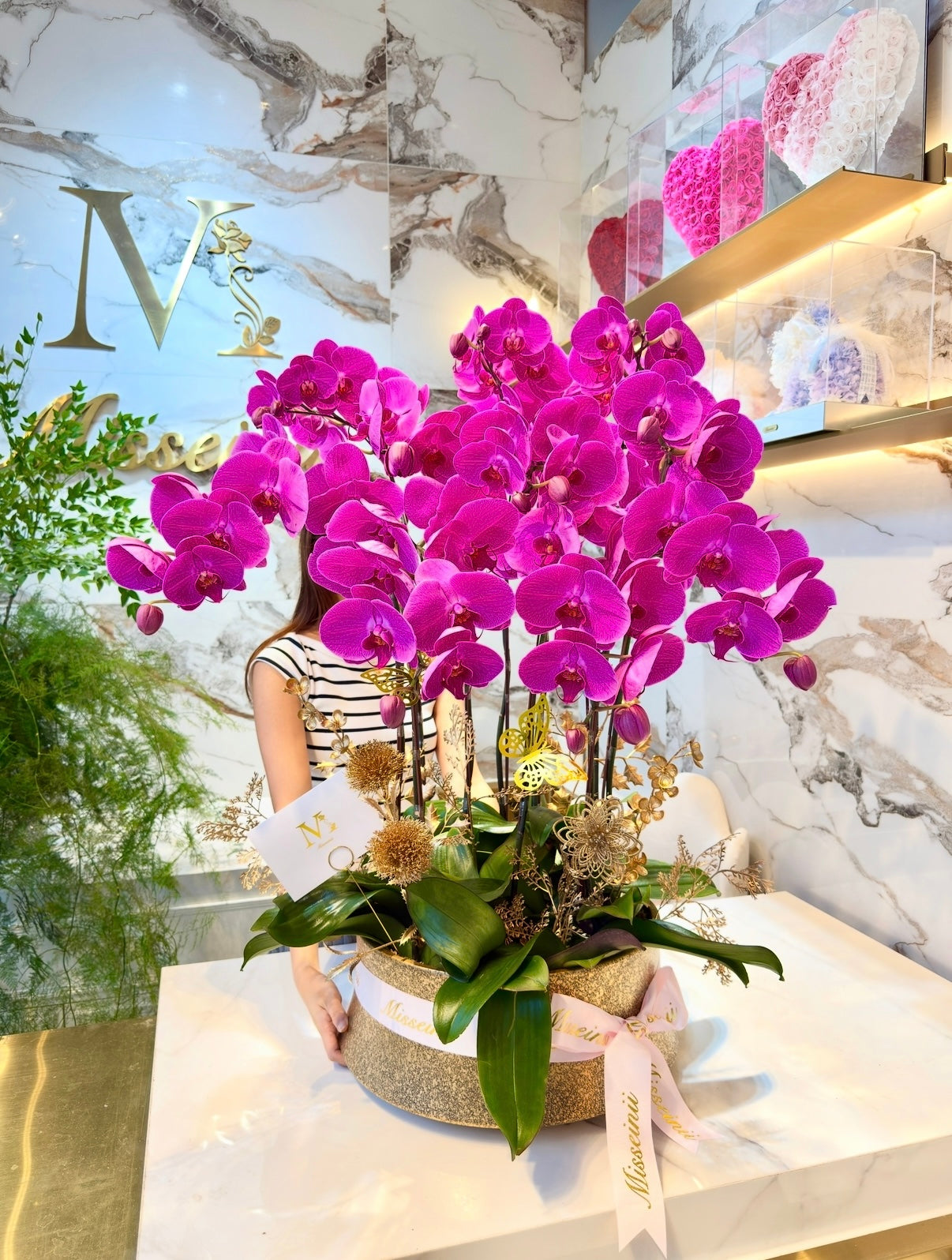 蘭花78 Phalaenopsis Orchids (5 or 6 Stems) 蘭花-開張花籃-家居擺設
