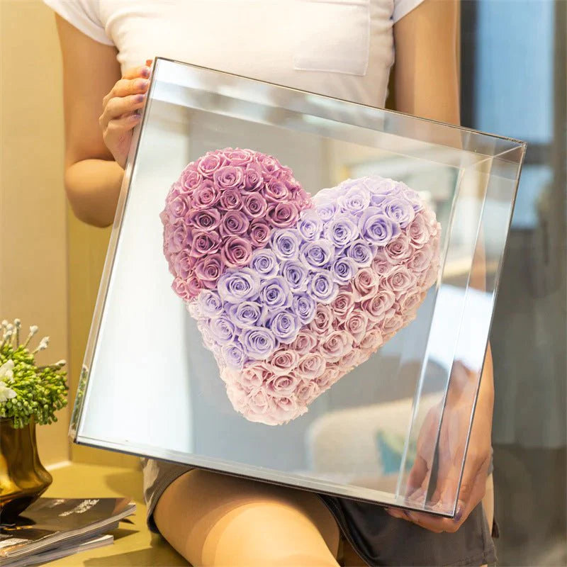 Gradient Purple Heart Shaped Preserved Rose