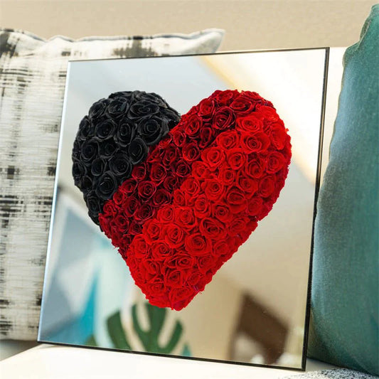 Gradient Red Heart Shaped Preserved Rose