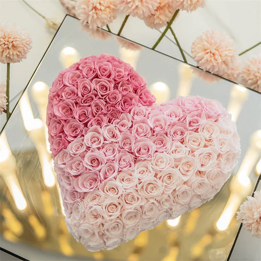 Gradient Pink Heart Shaped Preserved Rose