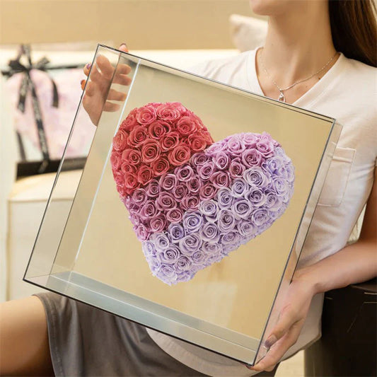 Gradient Purple Heart Shaped Preserved Rose