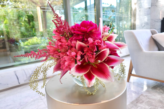 Red Peony Lily Flowers Arrangement