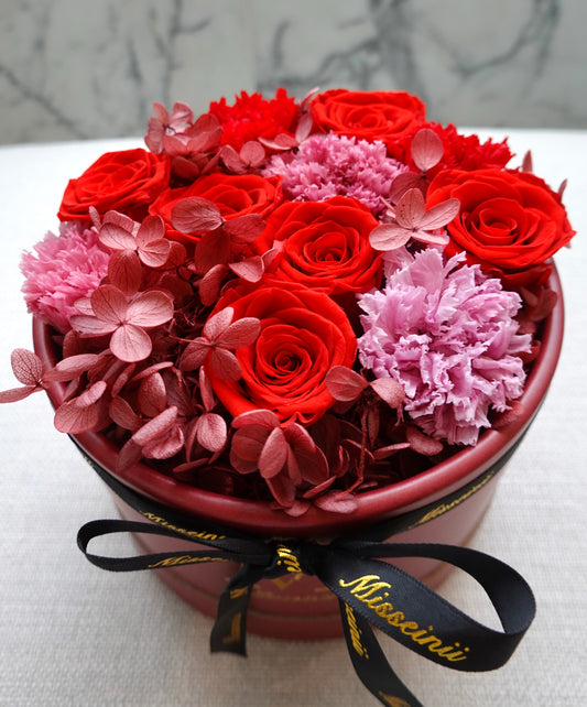 永生玫瑰氣球花盒-紅色