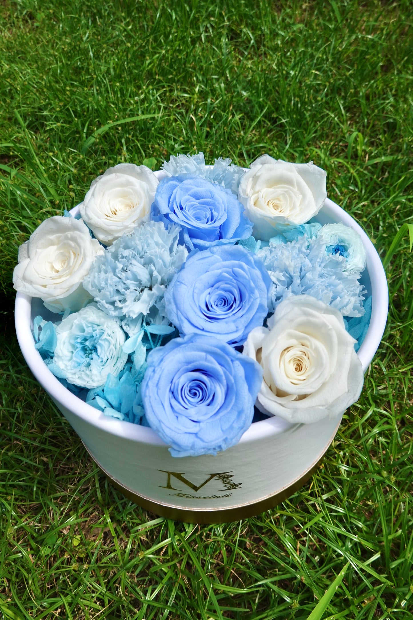 永生玫瑰氣球花盒-藍色