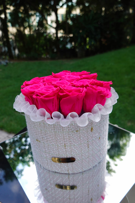 粉紅玫瑰永生花盒（送鏡外盒）